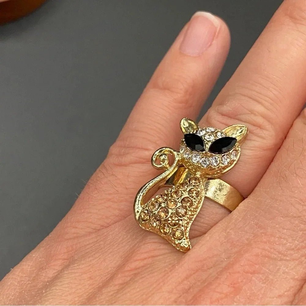 RingsRhinestone Bling Cat Ring - Adjustable