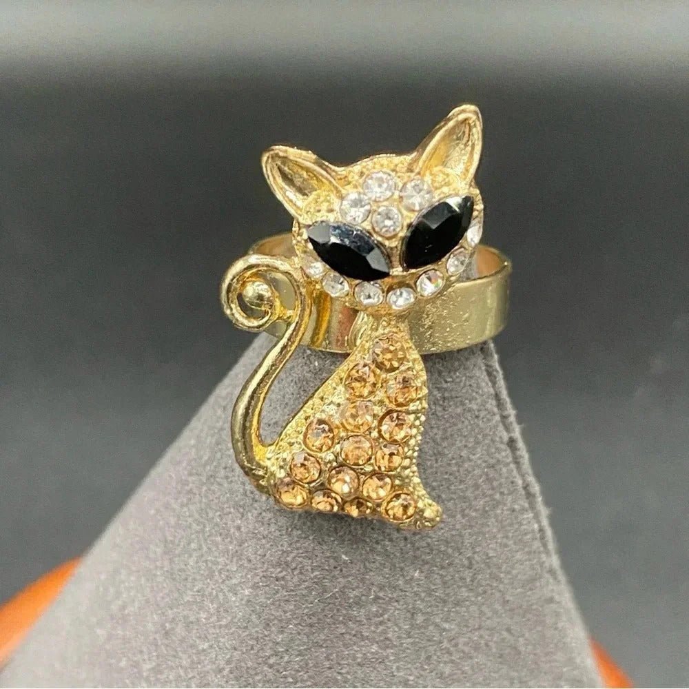 RingsRhinestone Bling Cat Ring - Adjustable