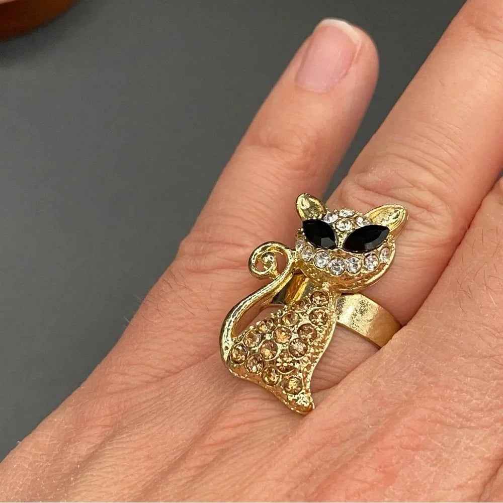 RingsRhinestone Bling Cat Ring - Adjustable