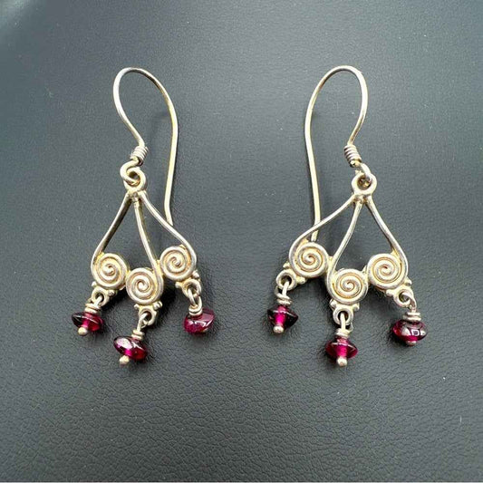 EarringsSajen Amethyst & Sterling Silver Spiral Dangle Earrings