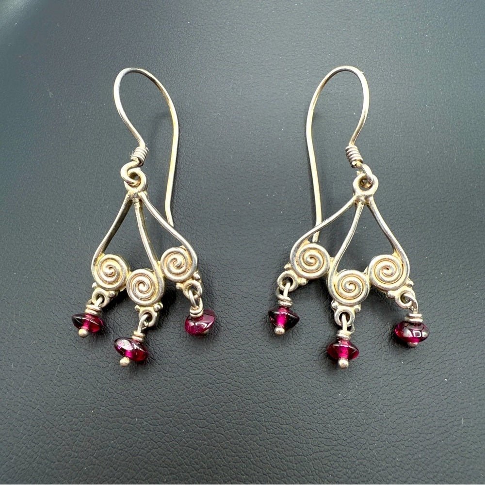 EarringsSajen Amethyst & Sterling Silver Spiral Dangle Earrings
