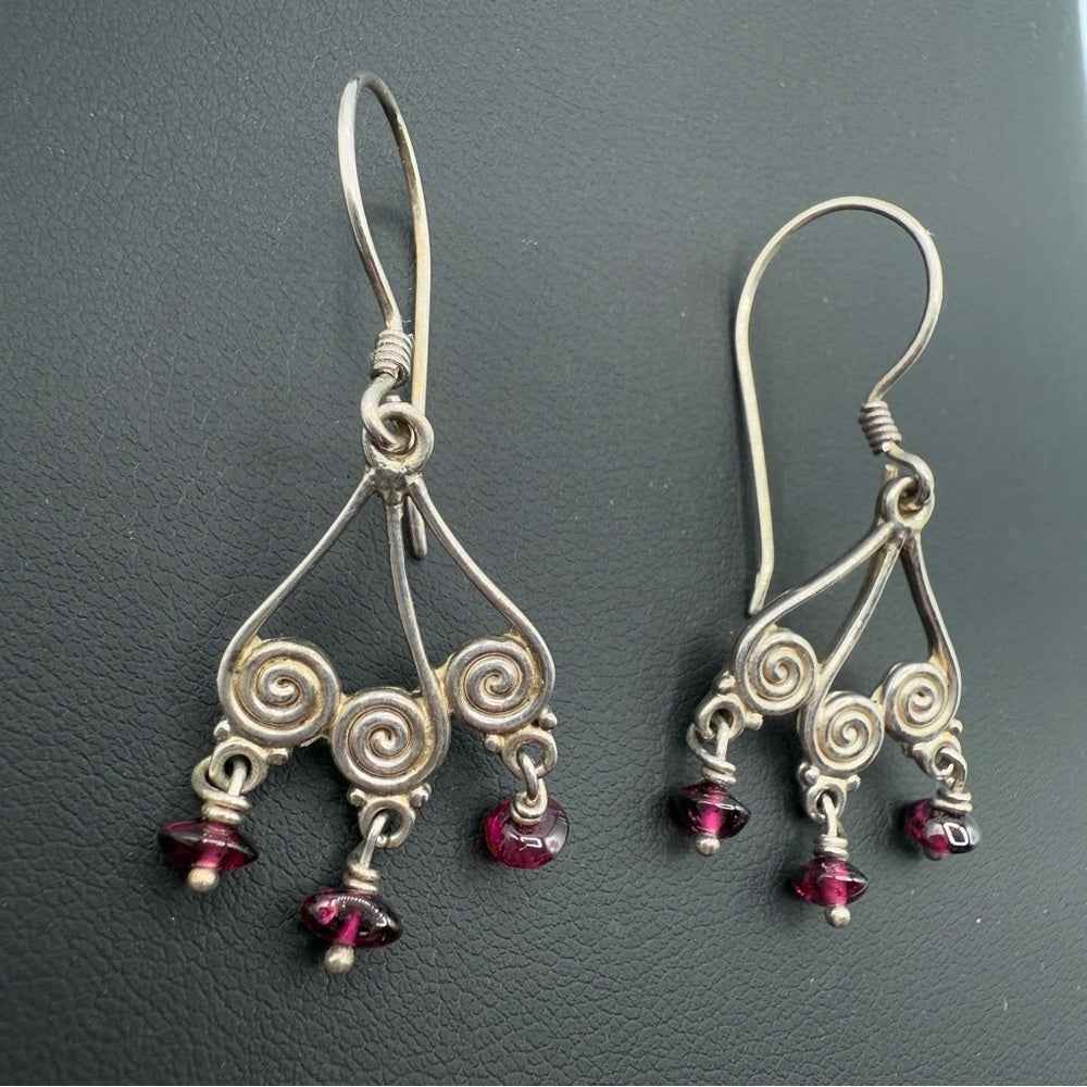 EarringsSajen Amethyst & Sterling Silver Spiral Dangle Earrings
