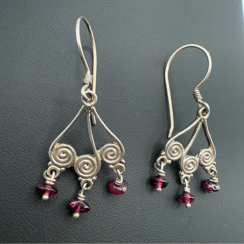 EarringsSajen Amethyst & Sterling Silver Spiral Dangle Earrings