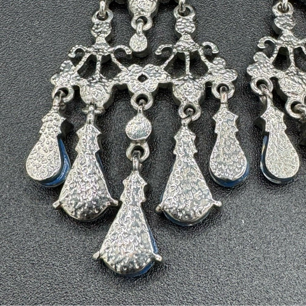 EarringsSapphire Blue Foil Chandelier Drop Earrings — Statement Pierced