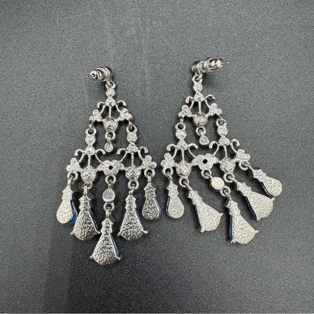 EarringsSapphire Blue Foil Chandelier Drop Earrings — Statement Pierced