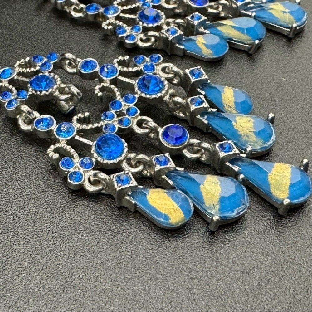 EarringsSapphire Blue Foil Chandelier Drop Earrings — Statement Pierced