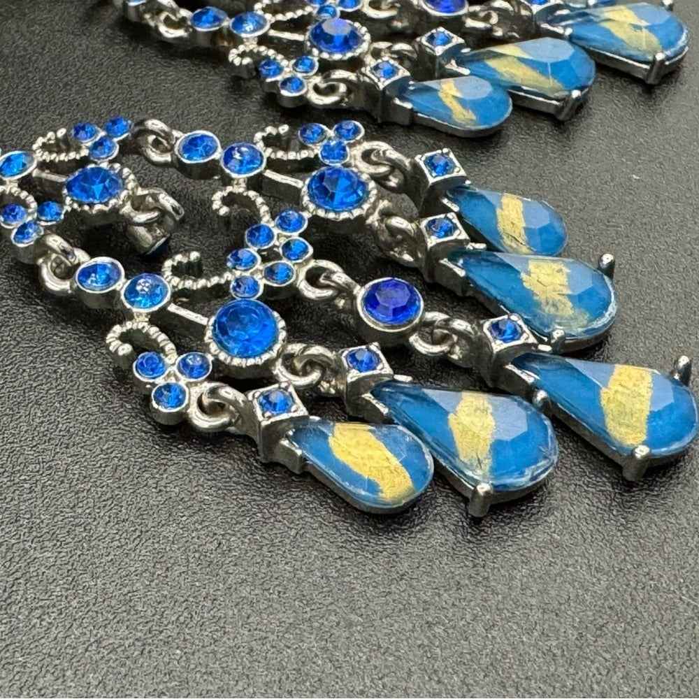 EarringsSapphire Blue Foil Chandelier Drop Earrings — Statement Pierced
