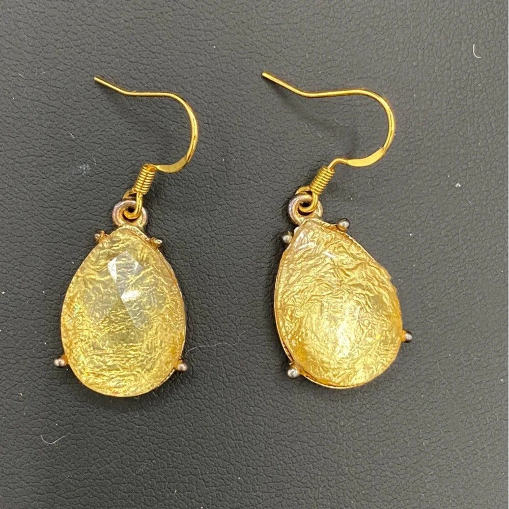 EarringsShimmering Citrine Gold Foil Teardrop Earrings