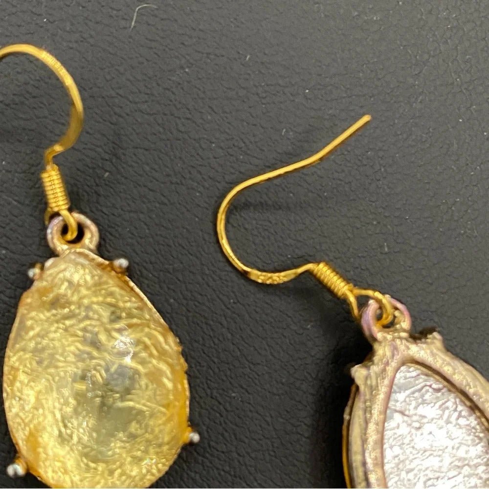 EarringsShimmering Citrine Gold Foil Teardrop Earrings