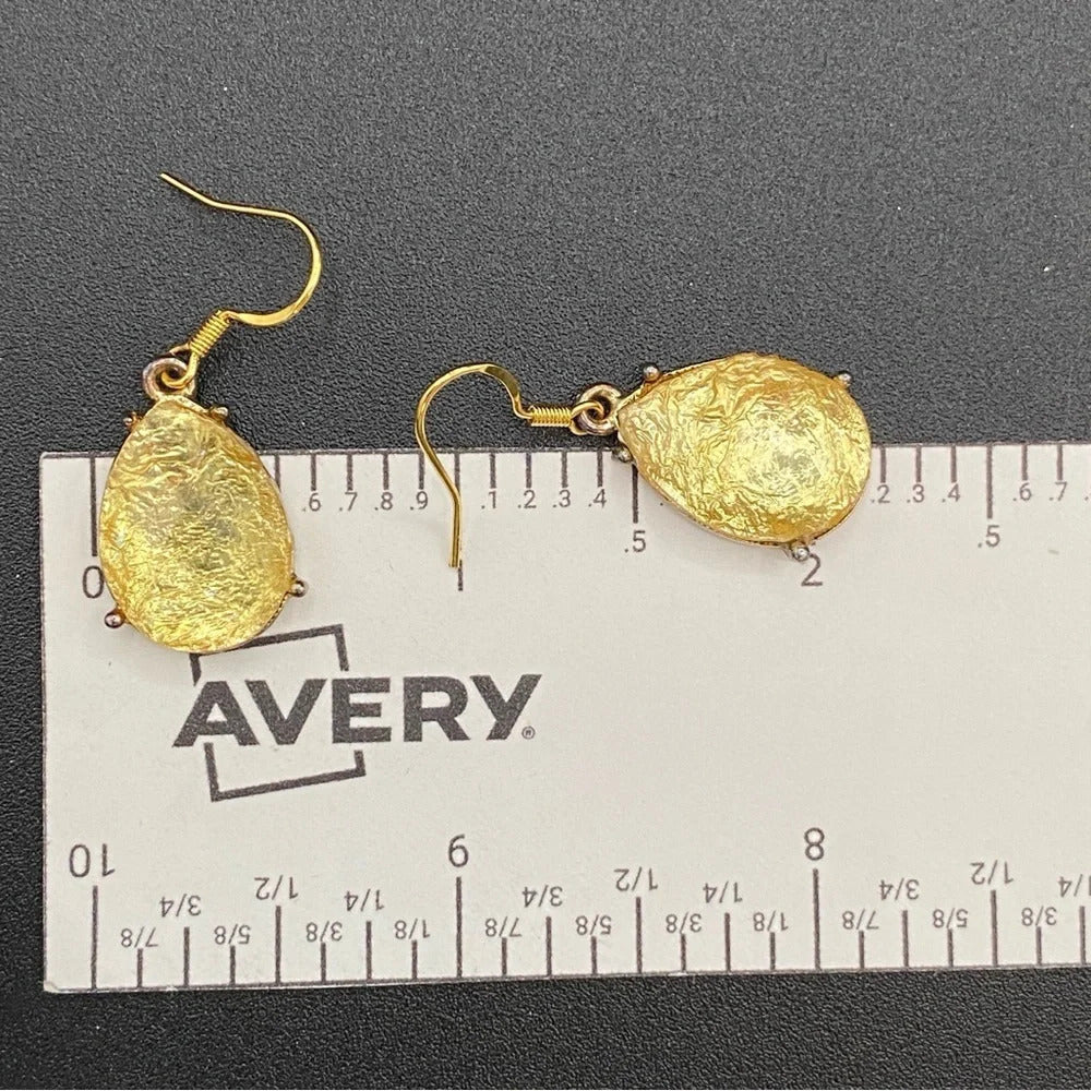 EarringsShimmering Citrine Gold Foil Teardrop Earrings