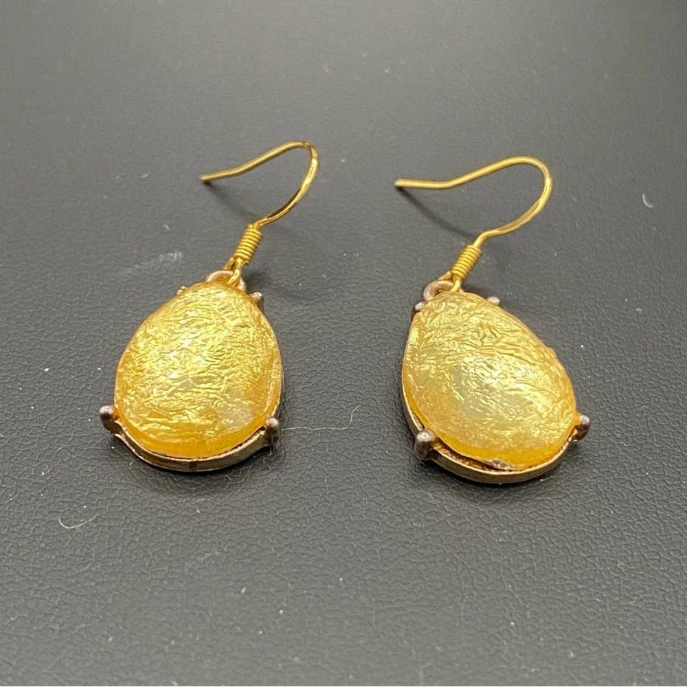 EarringsShimmering Citrine Gold Foil Teardrop Earrings