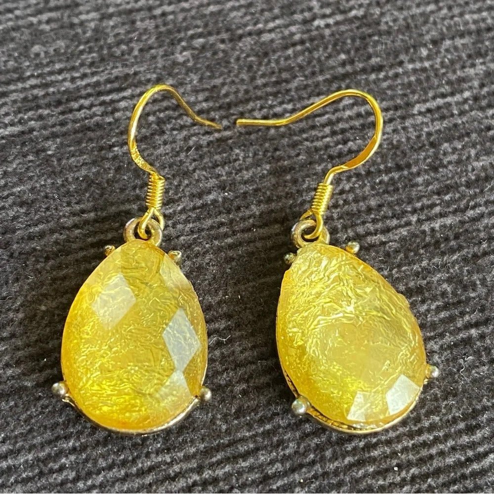 EarringsShimmering Citrine Gold Foil Teardrop Earrings