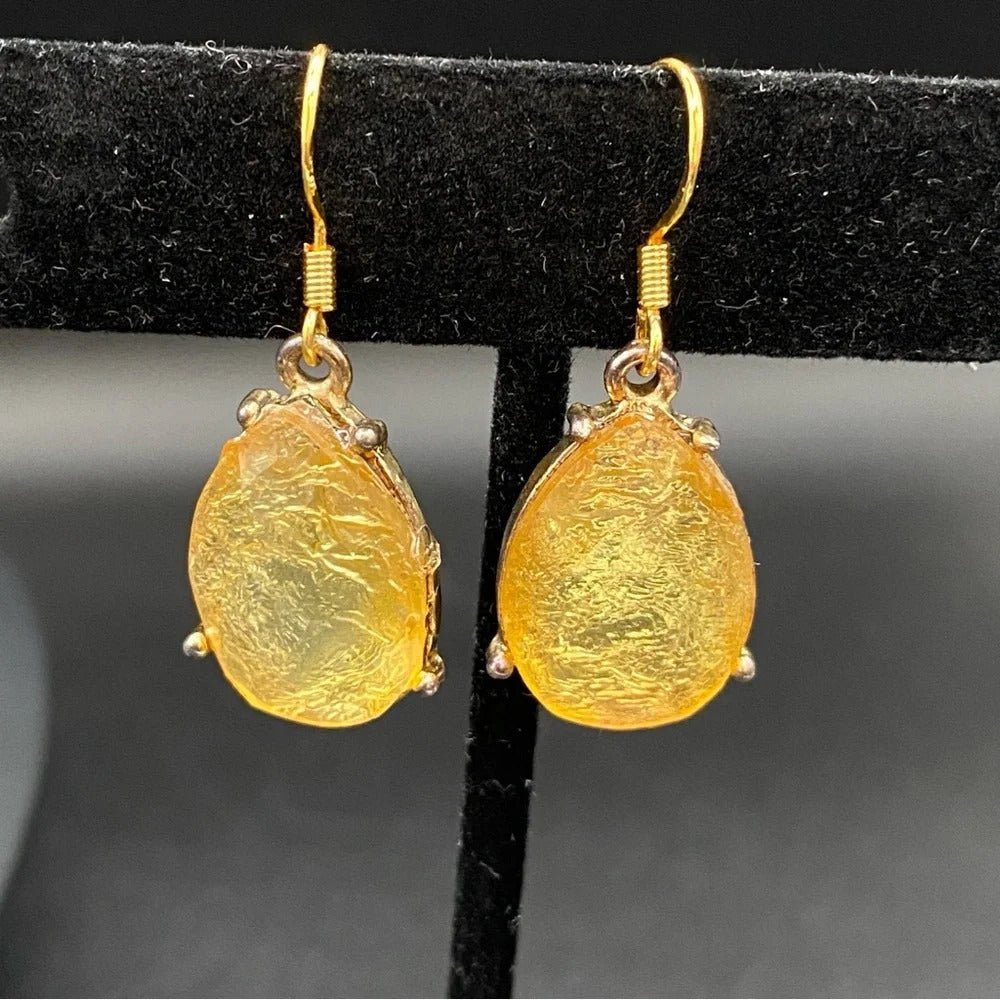 EarringsShimmering Citrine Gold Foil Teardrop Earrings