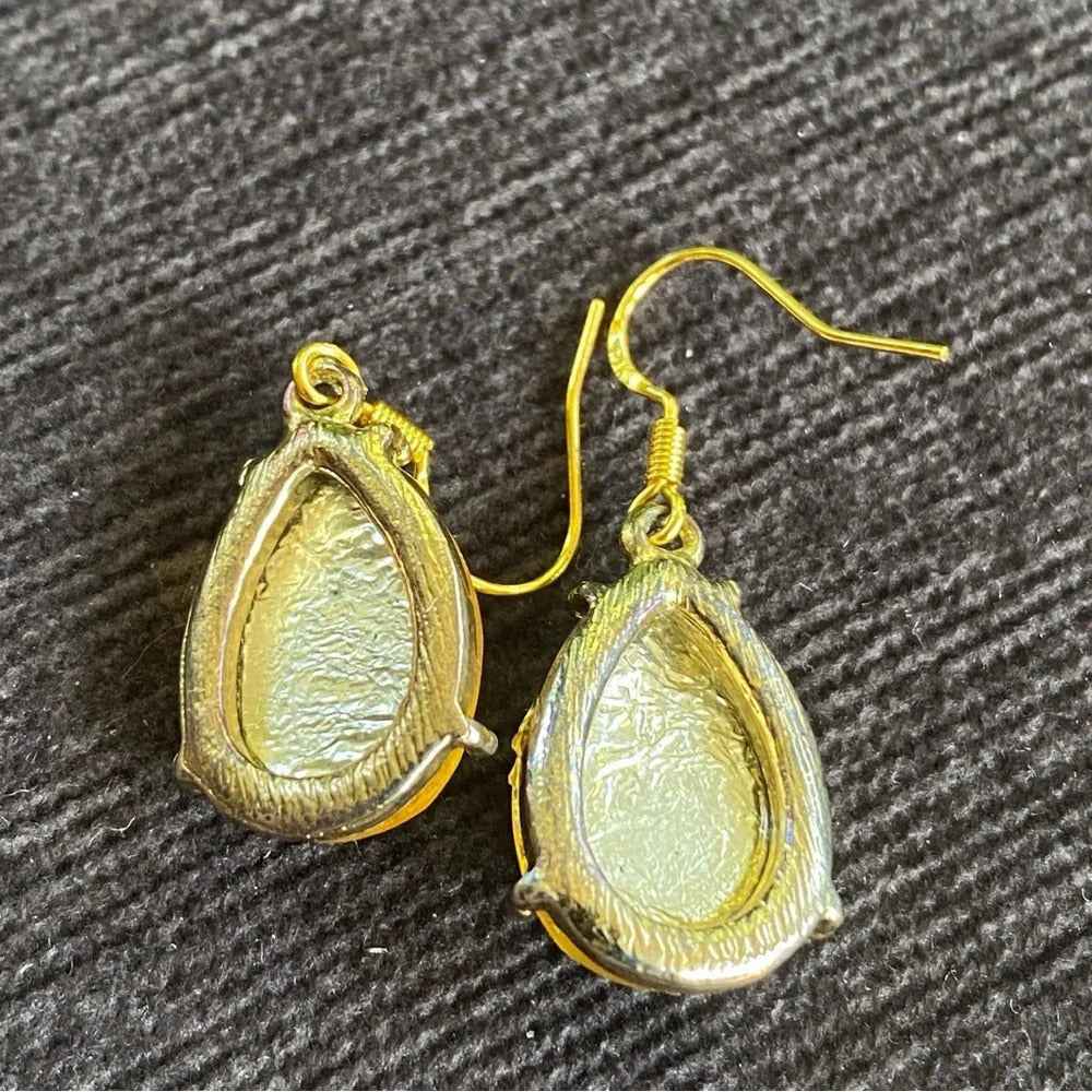 EarringsShimmering Citrine Gold Foil Teardrop Earrings