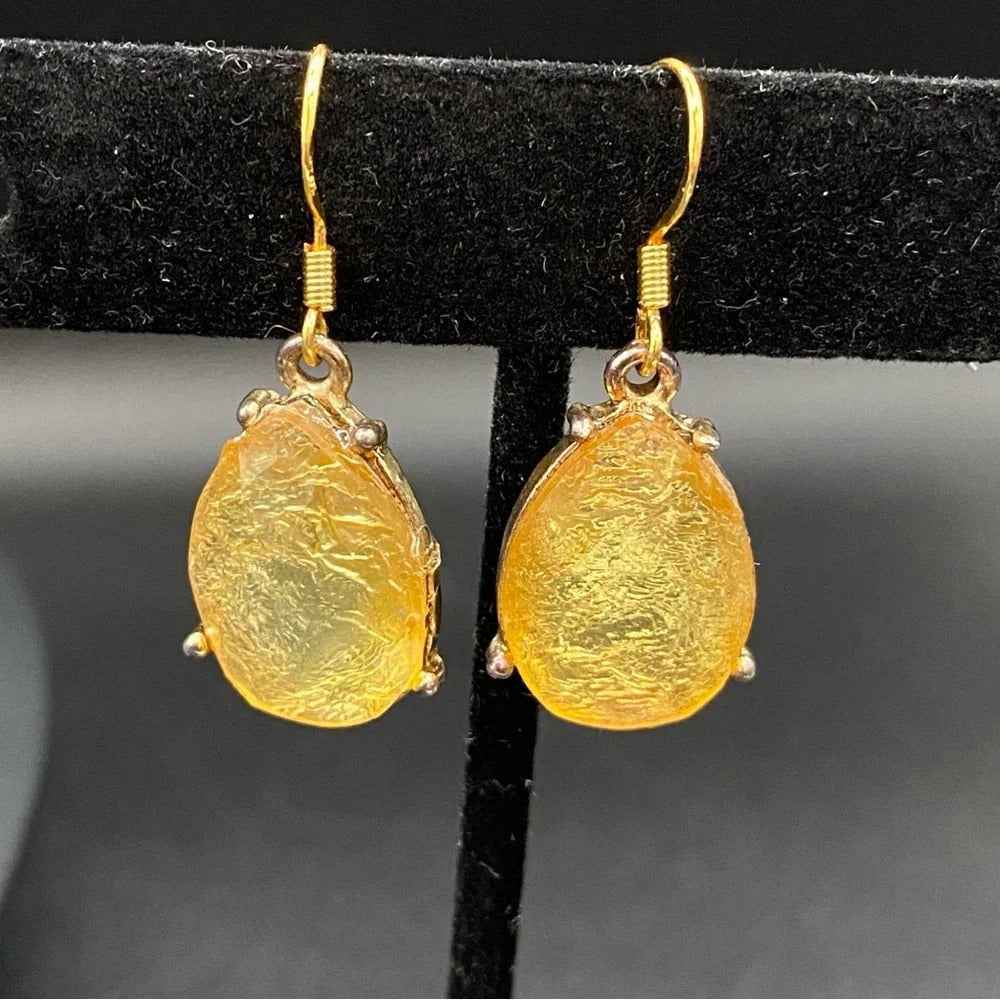 EarringsShimmering Citrine Gold Foil Teardrop Earrings