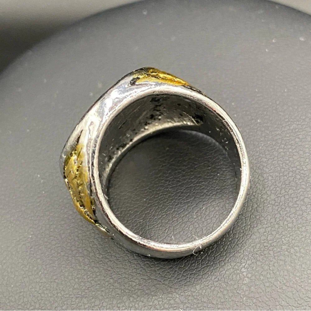 RingsSignet Two Tone ring Star of David 6 Point Star Ring with Eagle Design Size 8