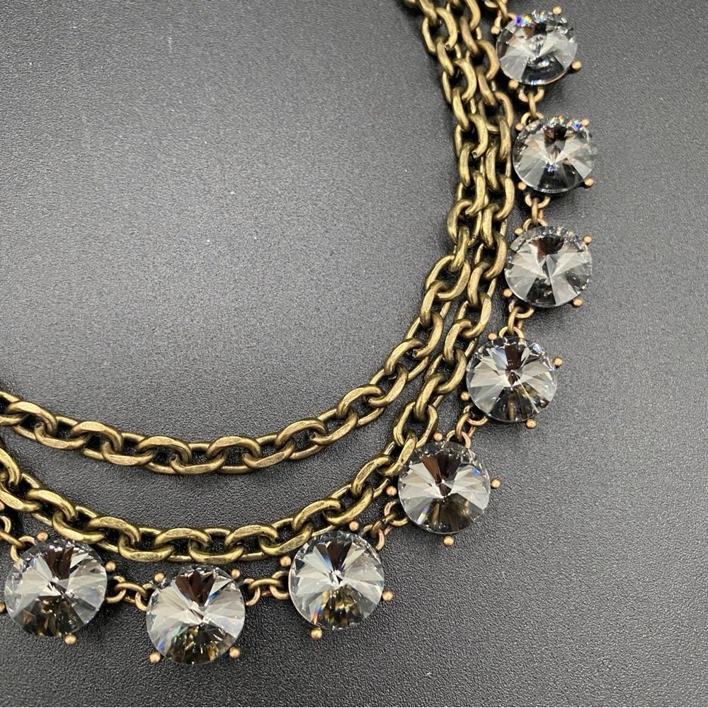 NecklaceSmoky Grey Glass Rhinestone Multi-Chain Statement Necklace