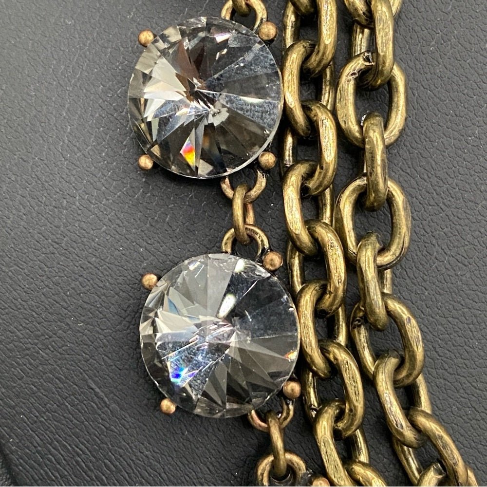 NecklaceSmoky Grey Glass Rhinestone Multi-Chain Statement Necklace