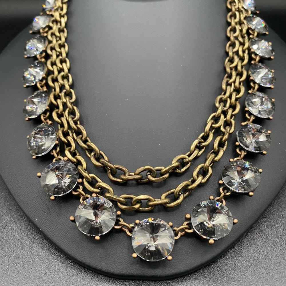 NecklaceSmoky Grey Glass Rhinestone Multi-Chain Statement Necklace