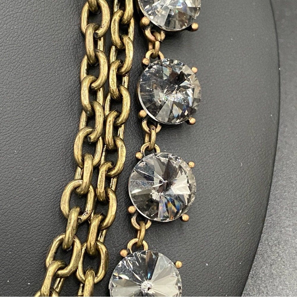 NecklaceSmoky Grey Glass Rhinestone Multi-Chain Statement Necklace