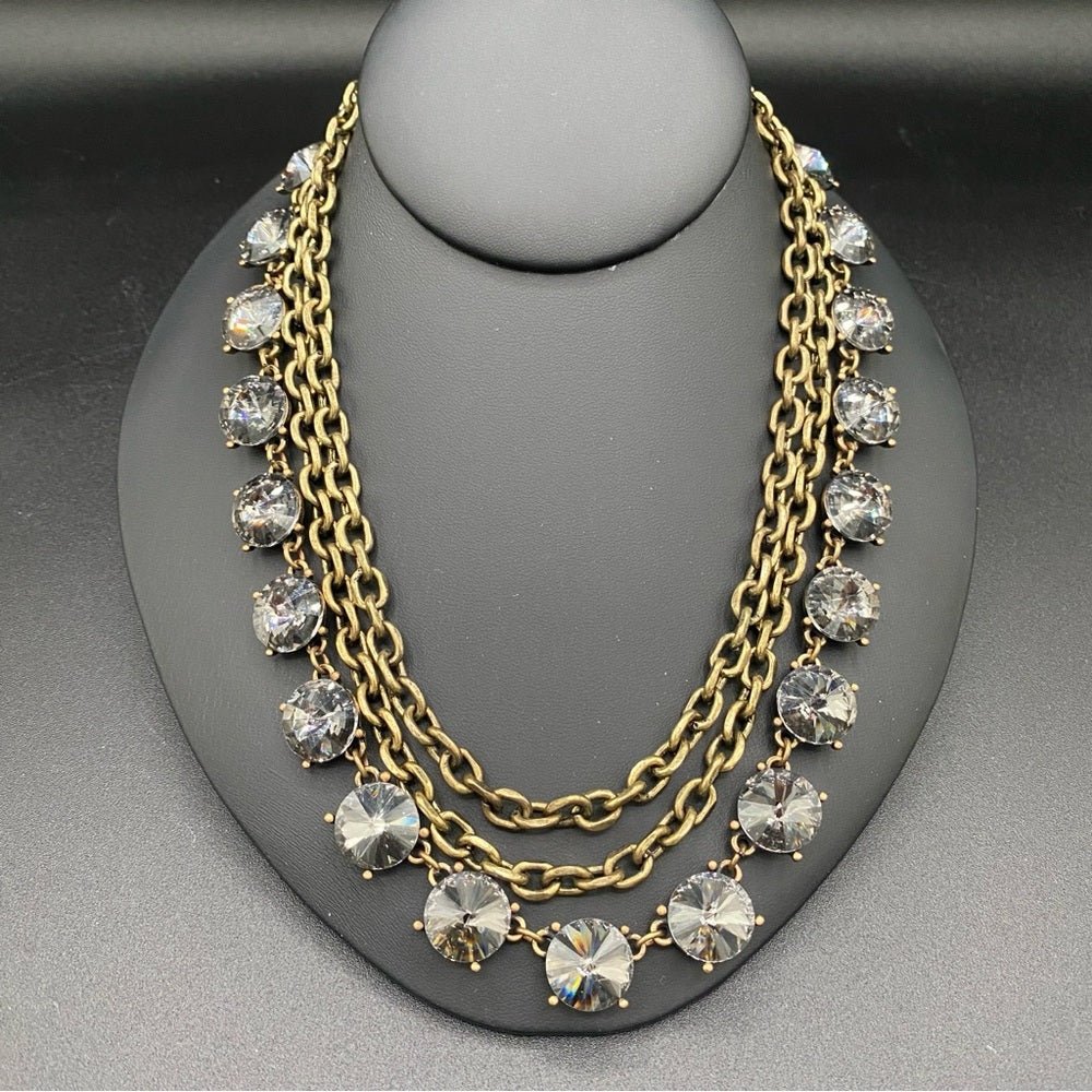 NecklaceSmoky Grey Glass Rhinestone Multi-Chain Statement Necklace