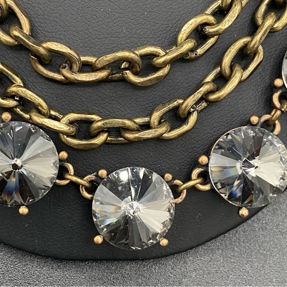 NecklaceSmoky Grey Glass Rhinestone Multi-Chain Statement Necklace