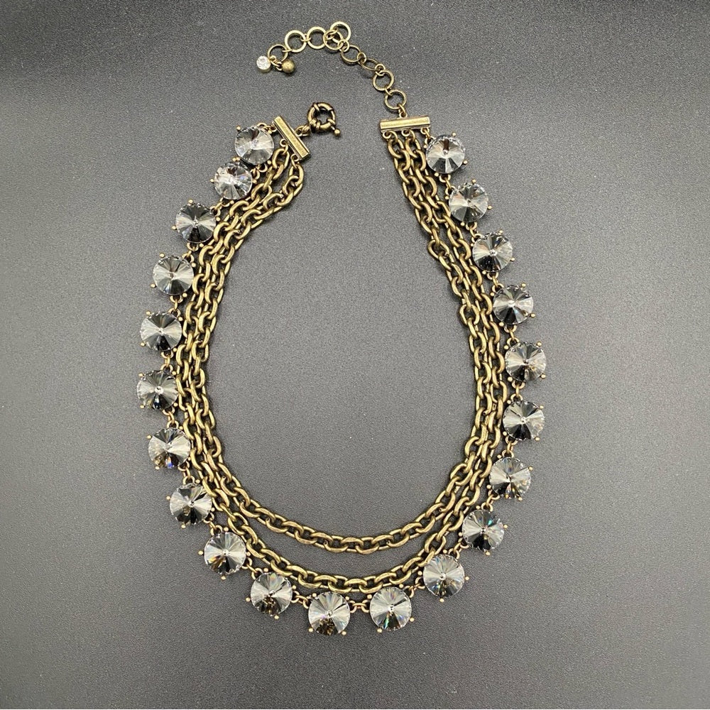 NecklaceSmoky Grey Glass Rhinestone Multi-Chain Statement Necklace