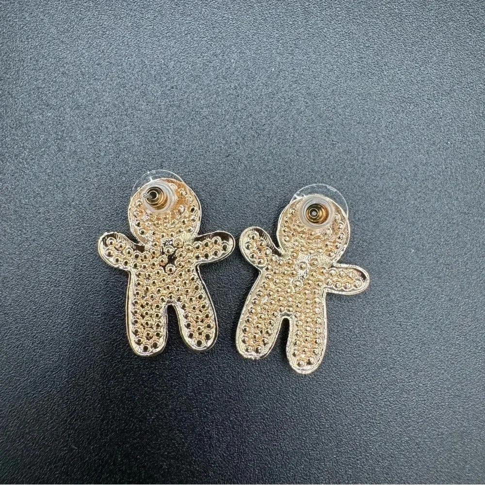 EarringsSparkly Gingerbread Man Stud Earrings — Festive Holiday Studs