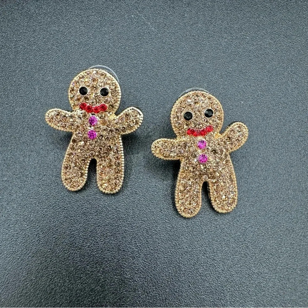 EarringsSparkly Gingerbread Man Stud Earrings — Festive Holiday Studs