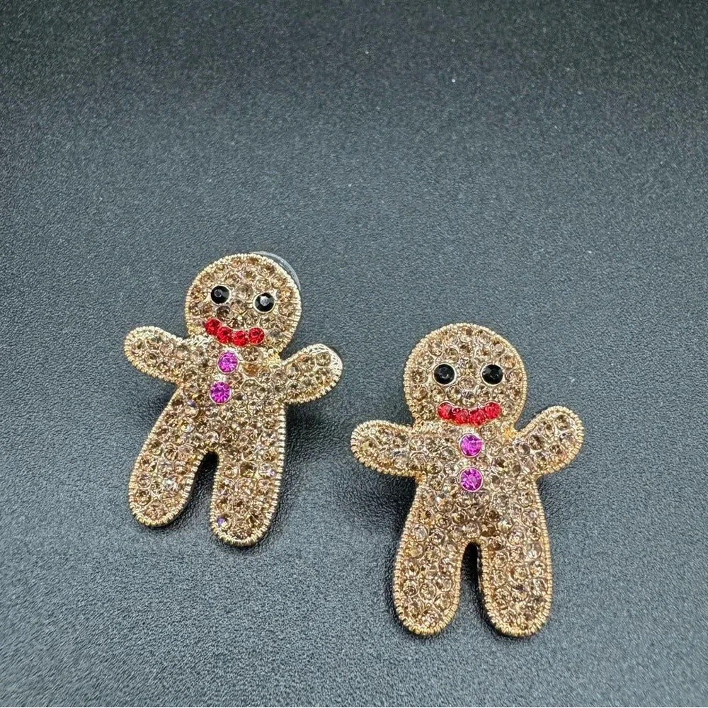 EarringsSparkly Gingerbread Man Stud Earrings — Festive Holiday Studs