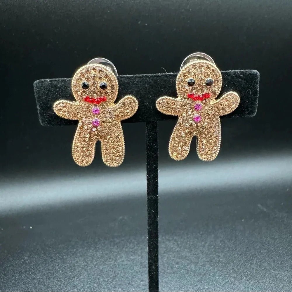 EarringsSparkly Gingerbread Man Stud Earrings — Festive Holiday Studs