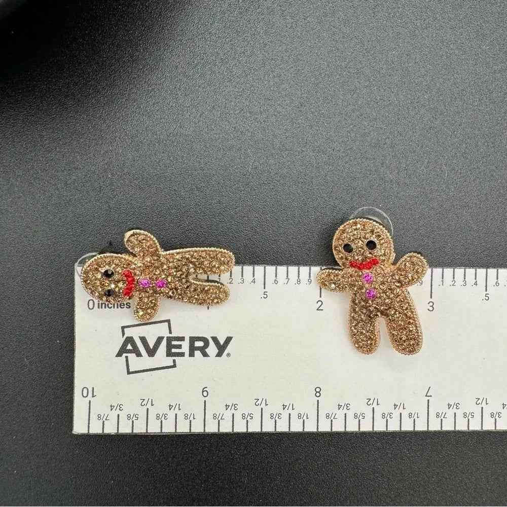 EarringsSparkly Gingerbread Man Stud Earrings — Festive Holiday Studs