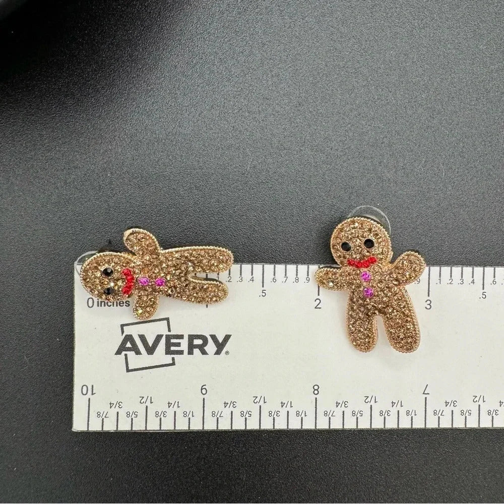 EarringsSparkly Gingerbread Man Stud Earrings — Festive Holiday Studs