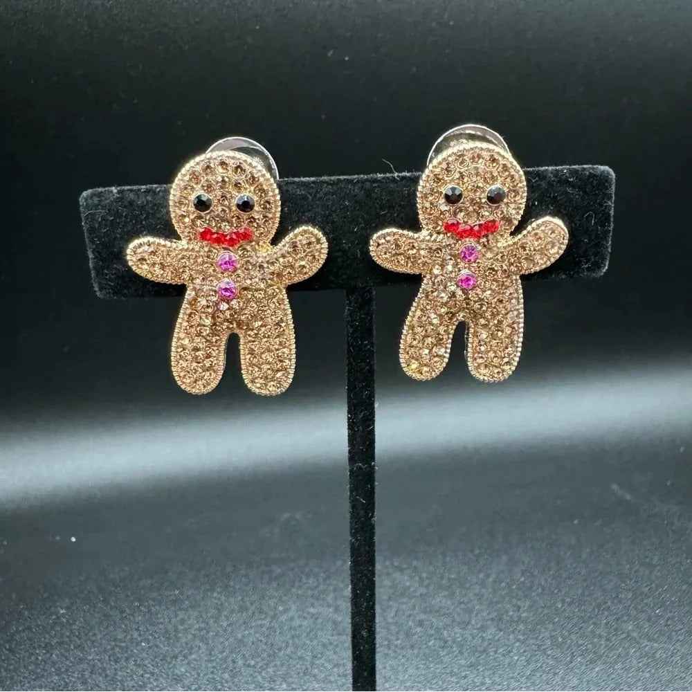 EarringsSparkly Gingerbread Man Stud Earrings — Festive Holiday Studs