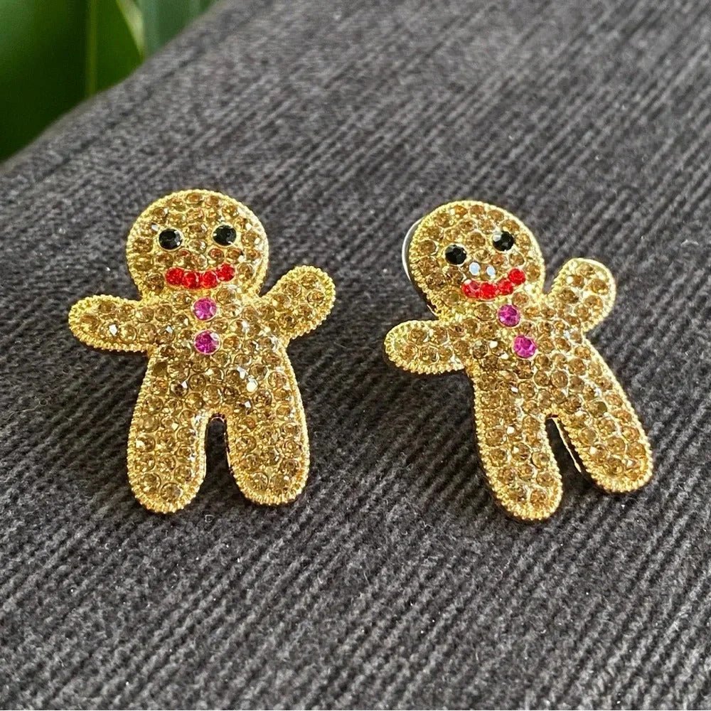 EarringsSparkly Gingerbread Man Stud Earrings — Festive Holiday Studs