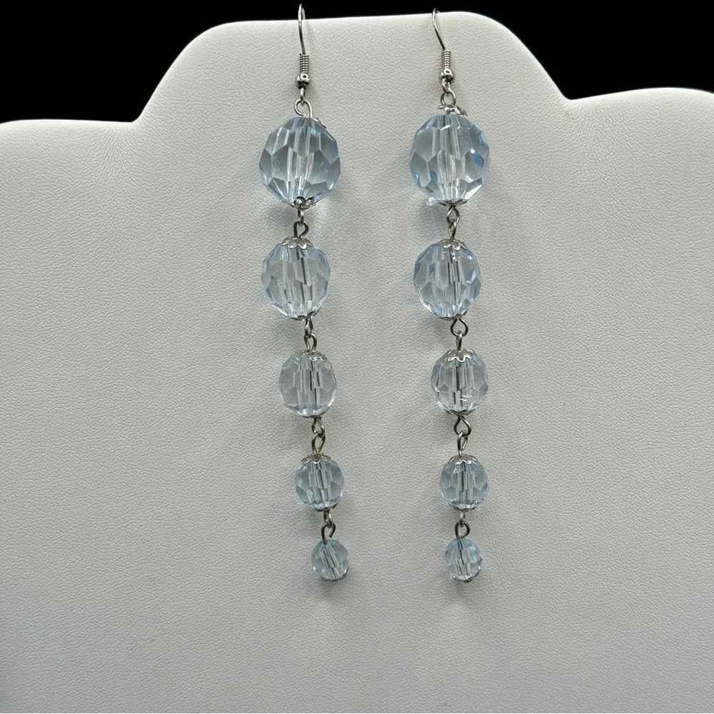 EarringsSparkly Light Blue Multifaceted Lucite Crystal Dangle Earrings