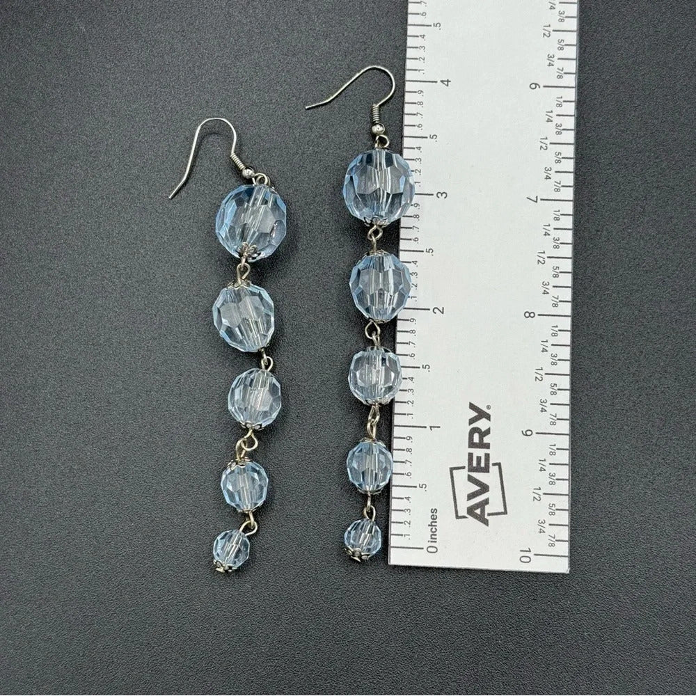 EarringsSparkly Light Blue Multifaceted Lucite Crystal Dangle Earrings