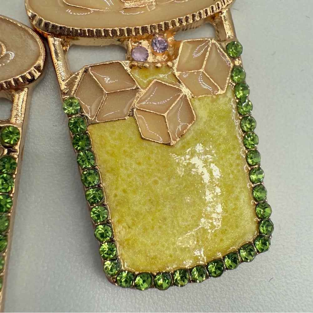 EarringsSummer Cocktail Drink Earrings - Pierced - Sparkly Rhinestone Statement Earrings