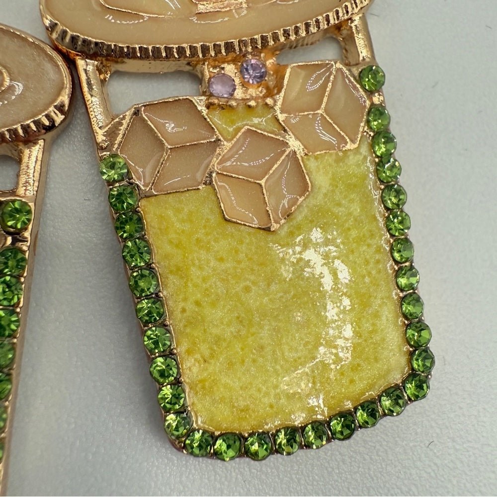 EarringsSummer Cocktail Drink Earrings - Pierced - Sparkly Rhinestone Statement Earrings