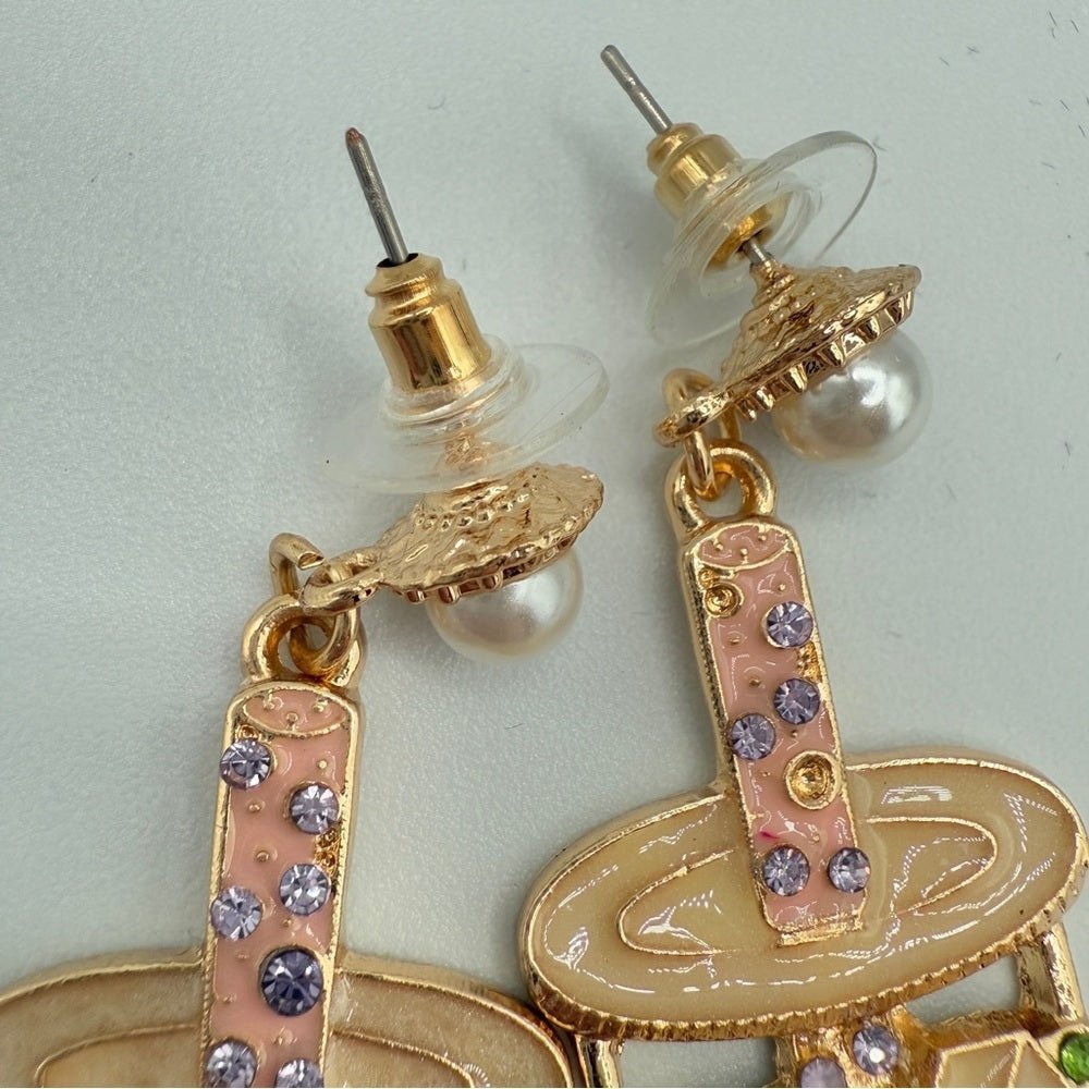EarringsSummer Cocktail Drink Earrings - Pierced - Sparkly Rhinestone Statement Earrings