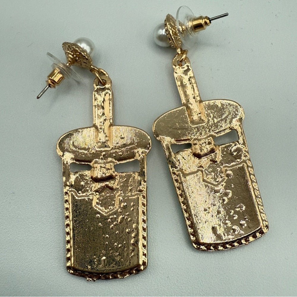 EarringsSummer Cocktail Drink Earrings - Pierced - Sparkly Rhinestone Statement Earrings