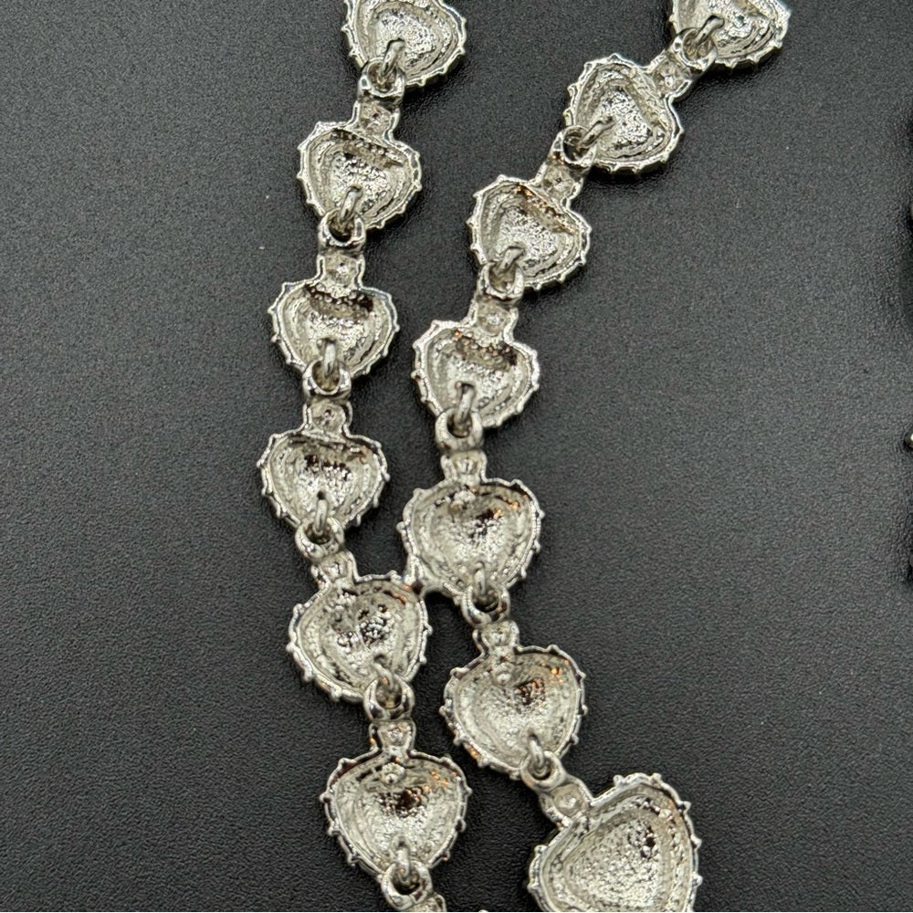NecklaceSweetheart Lariat Heart Necklace with Encrusted Crystal Rhinestones - Dainty Prom Jewelry