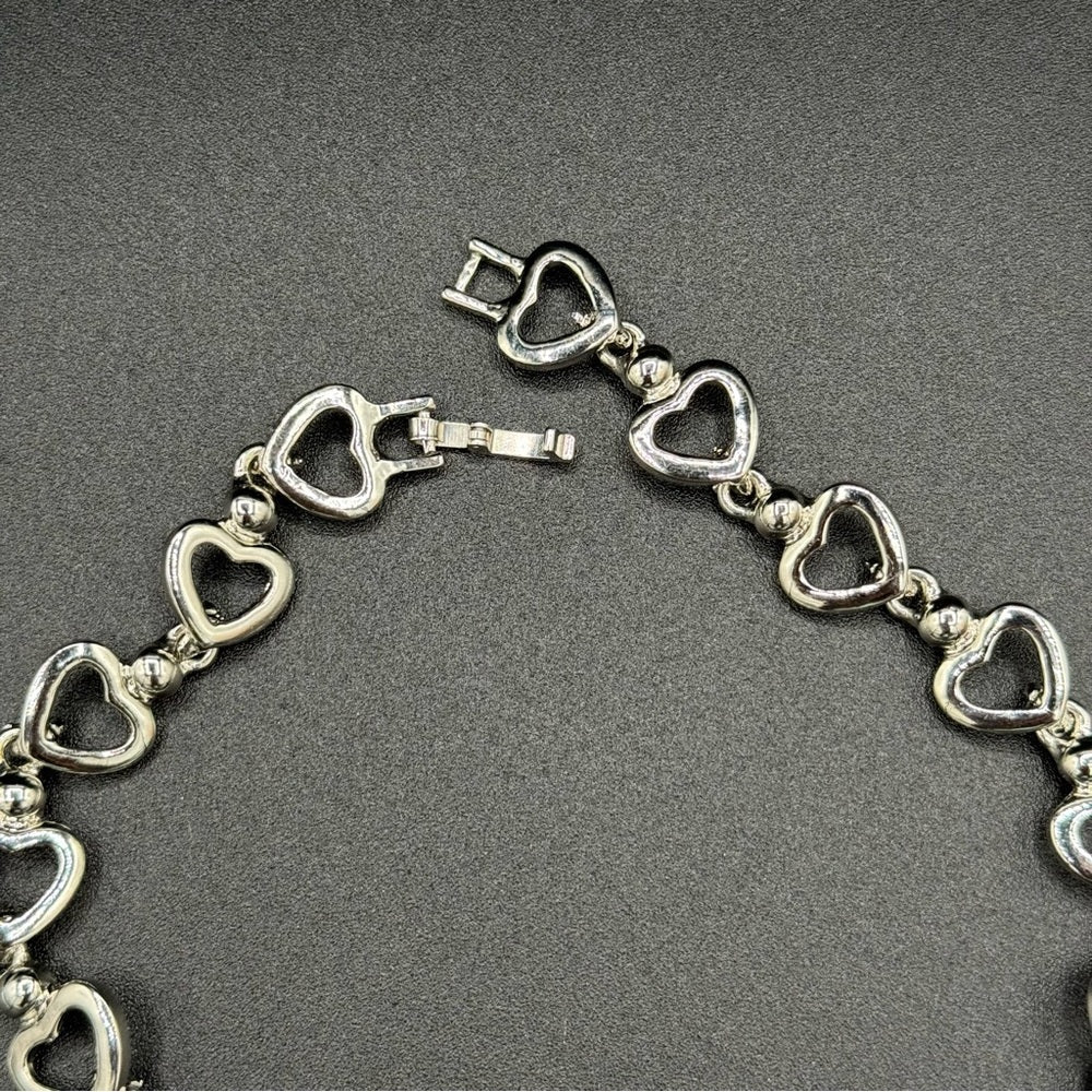 NecklaceSweetheart Lariat Heart Necklace with Encrusted Crystal Rhinestones - Dainty Prom Jewelry