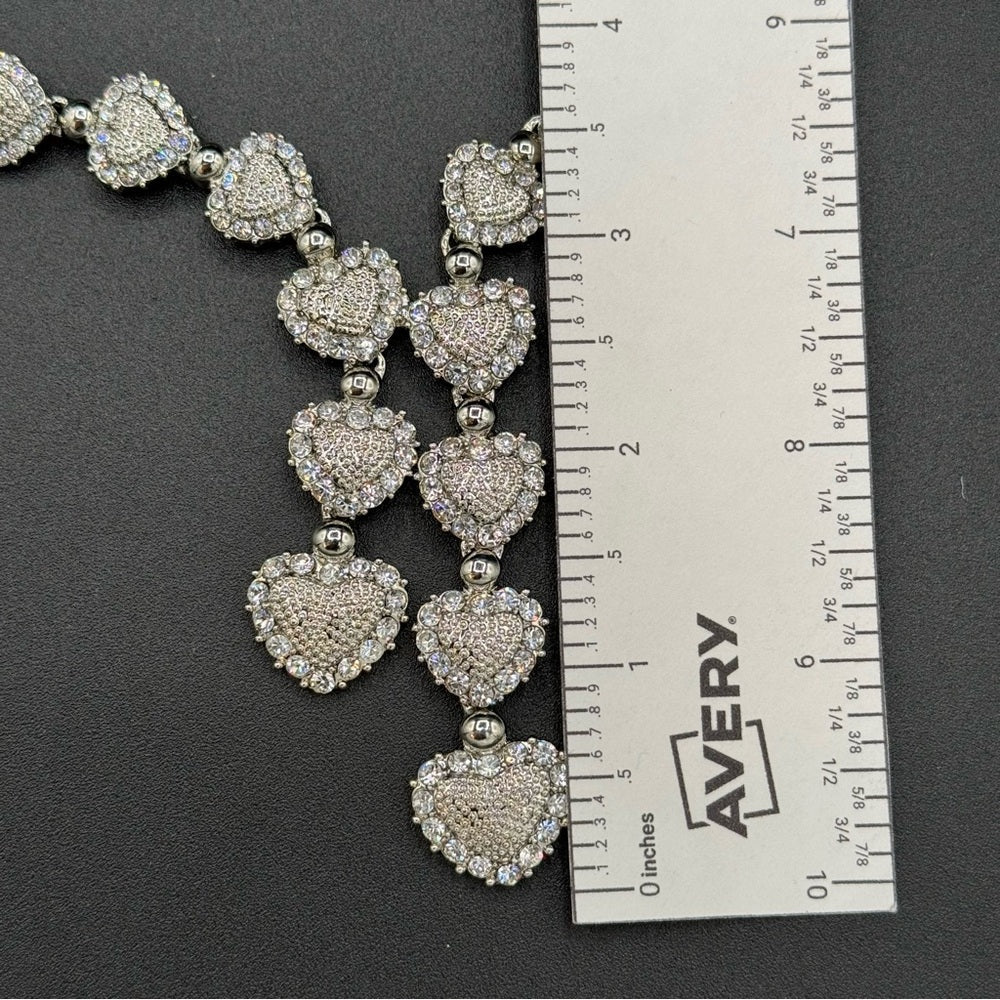 NecklaceSweetheart Lariat Heart Necklace with Encrusted Crystal Rhinestones - Dainty Prom Jewelry