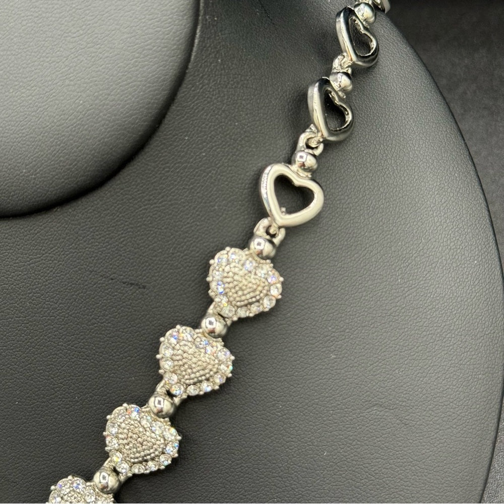 NecklaceSweetheart Lariat Heart Necklace with Encrusted Crystal Rhinestones - Dainty Prom Jewelry