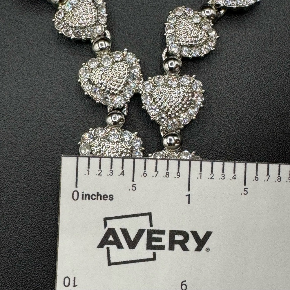 NecklaceSweetheart Lariat Heart Necklace with Encrusted Crystal Rhinestones - Dainty Prom Jewelry