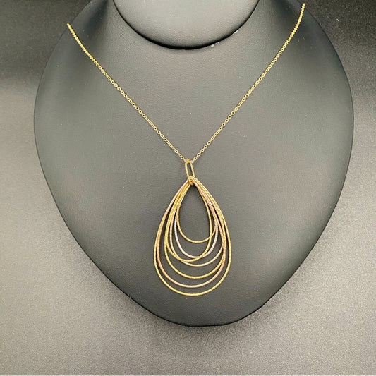 NecklaceThree Tone Dainty Teardrop Pendant Necklace