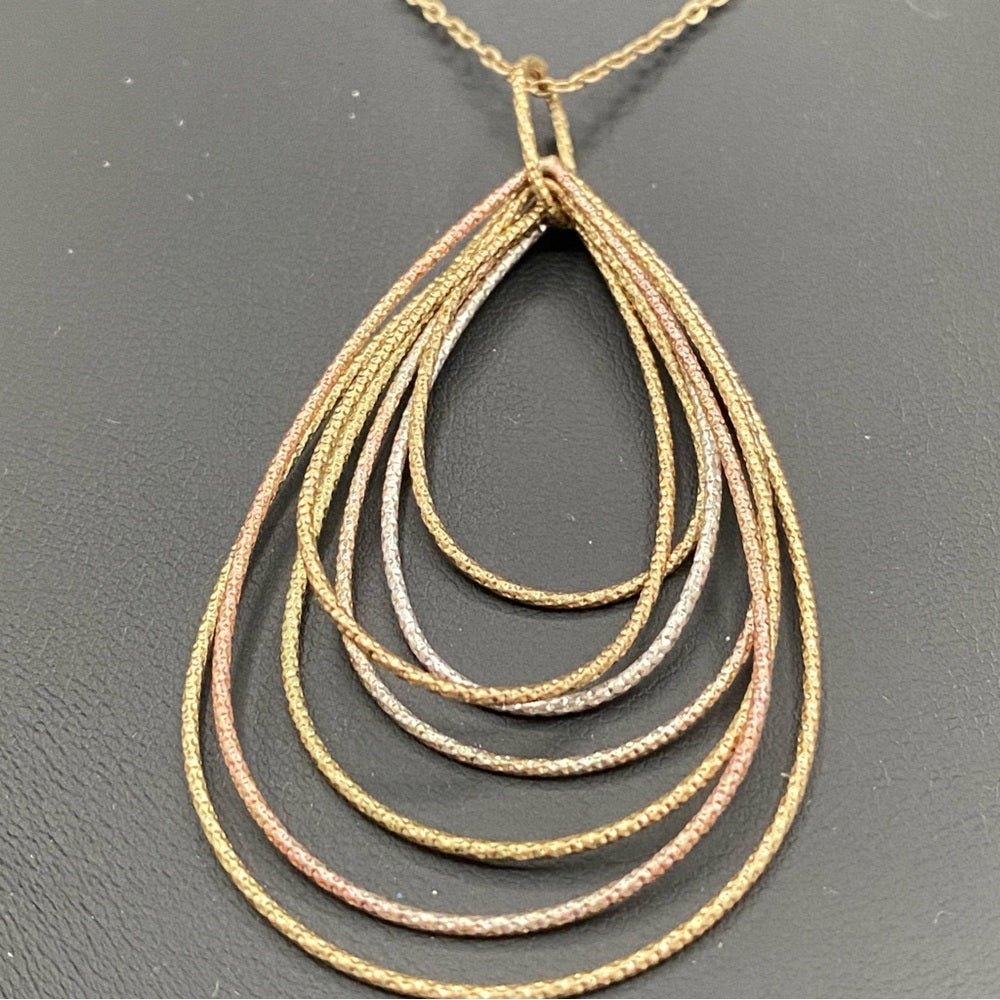 NecklaceThree Tone Dainty Teardrop Pendant Necklace
