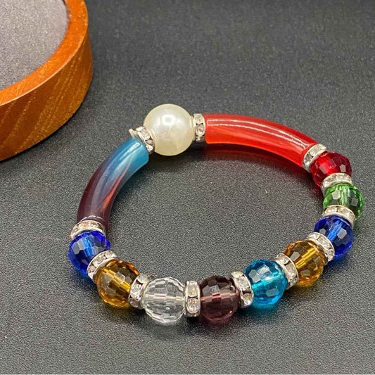 BraceletVibrant Crystal & Ombré Lucite Y2K Stretch Bracelet
