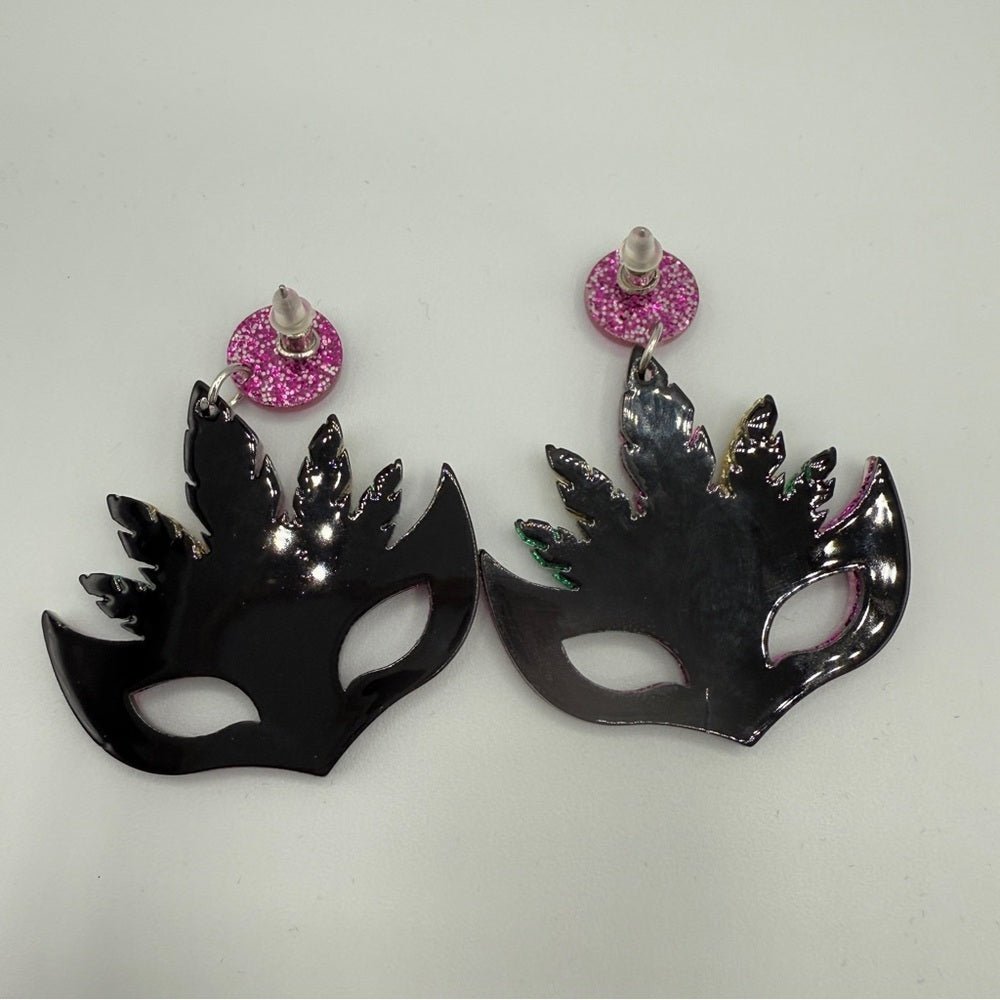 EarringsVibrant Mardi Gras Carnival Mask Shimmer Earrings